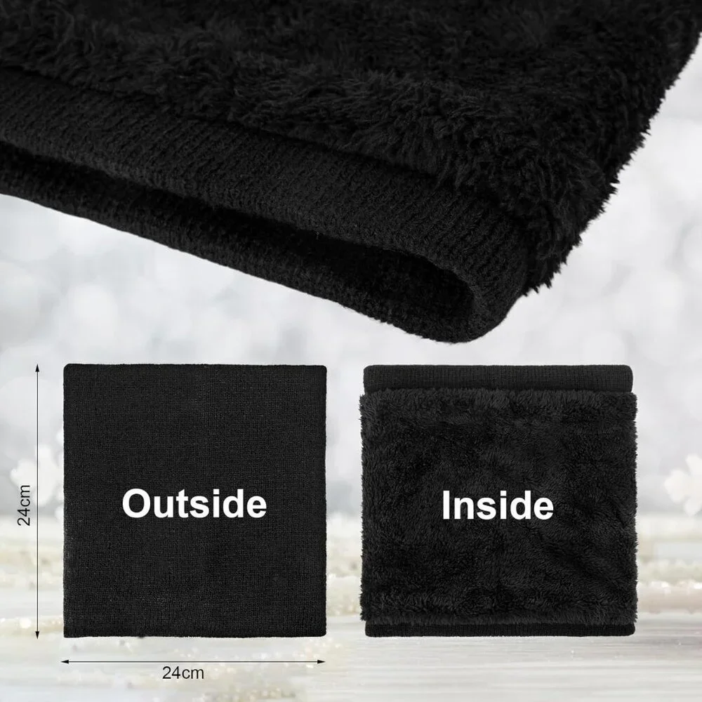 Women's (black+ Grey)Scarf Winter Double-Layer Neck Warmer Knit Fleece 2Pack